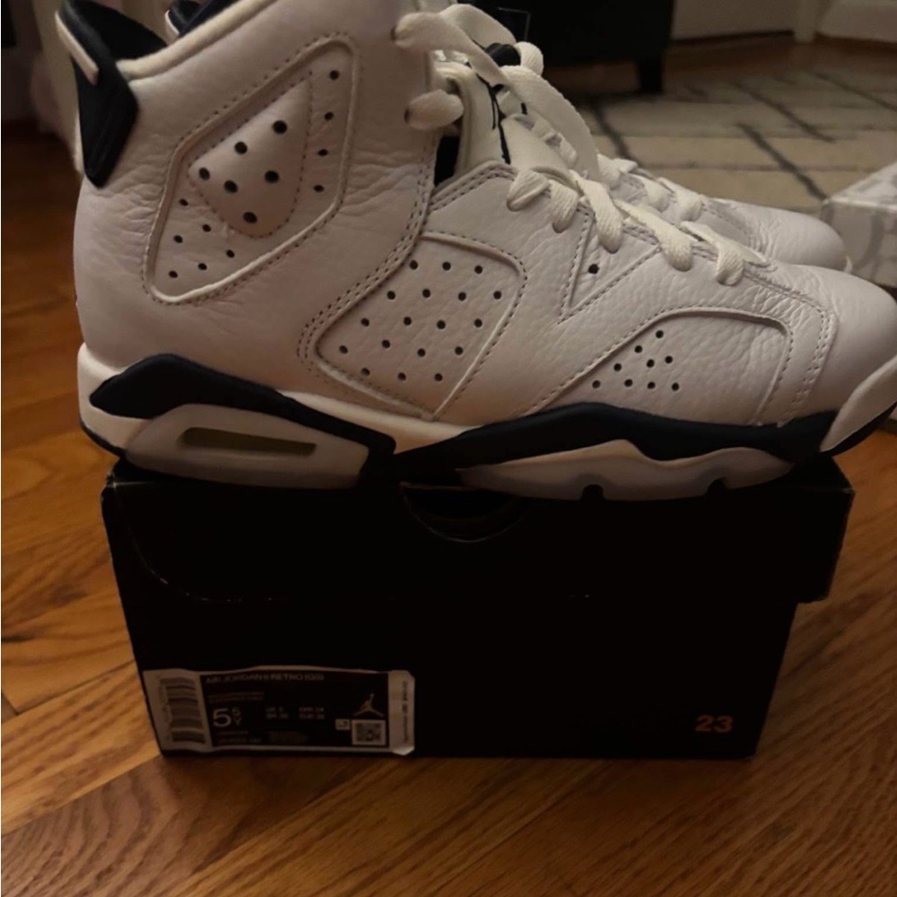 Jordan White and Black High-Top Sneakers